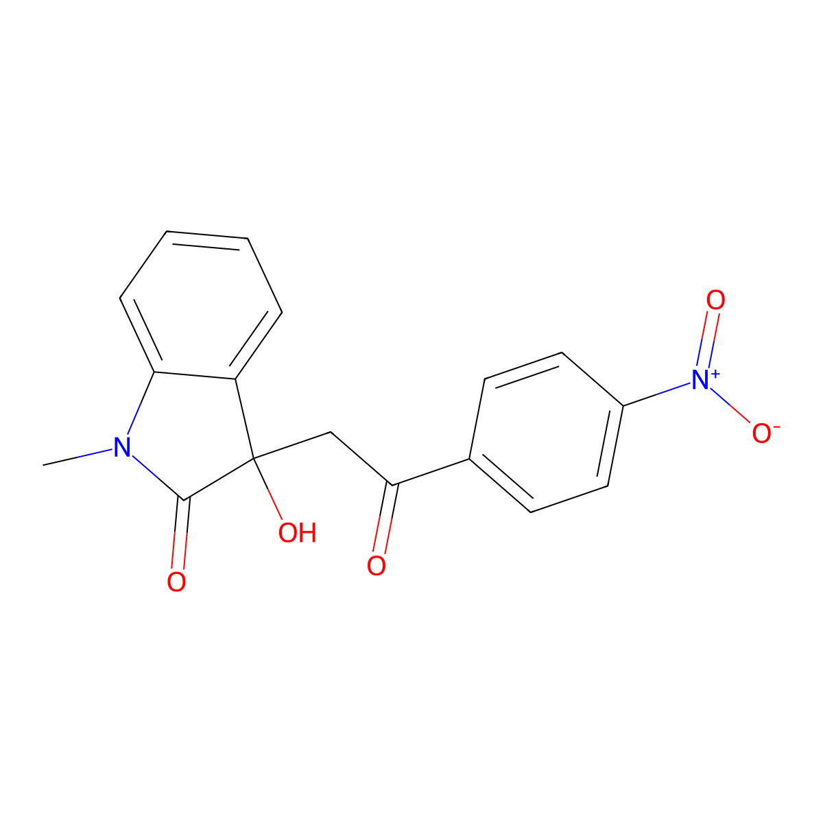 3-hydroxy-1-methyl-3-[2-(4-nitrophenyl)-2-oxoethyl]-1,3-dihydro-2H-indol-2-one molecular structure, CAS 441746-25-4