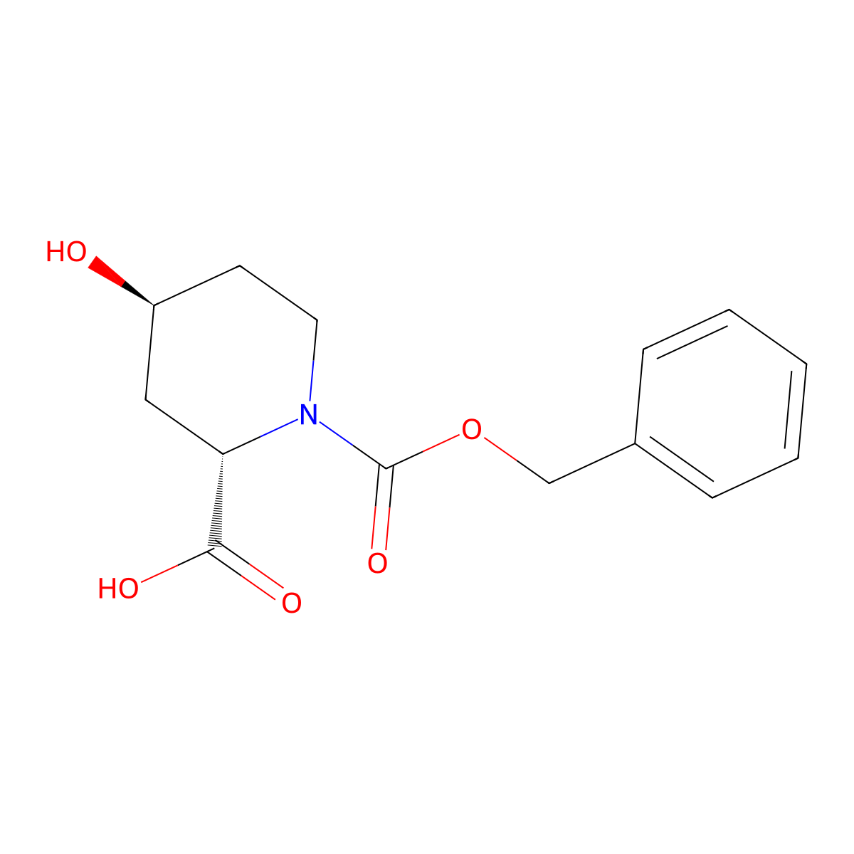 (2S,4S)-1-((Benzyloxy)carbonyl)-4-hydroxypiperidine-2-carboxylic acid molecular structure, CAS 441764-42-7
