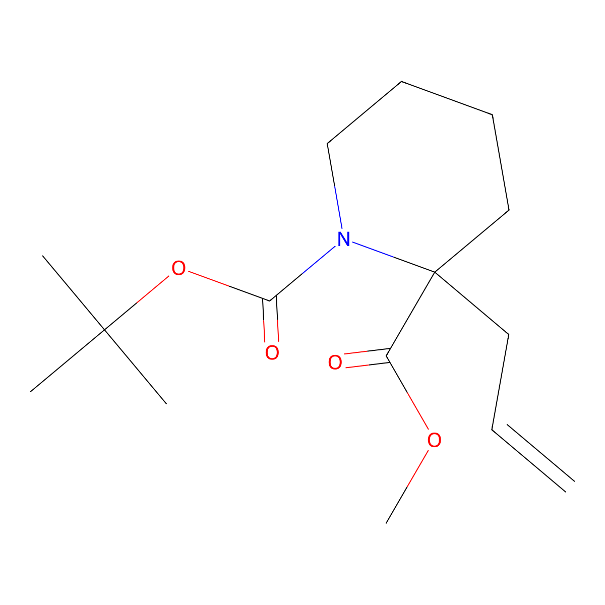 1-Tert-butyl 2-methyl 2-(prop-2-en-1-yl)piperidine-1,2-dicarboxylate molecular structure, CAS 441773-82-6