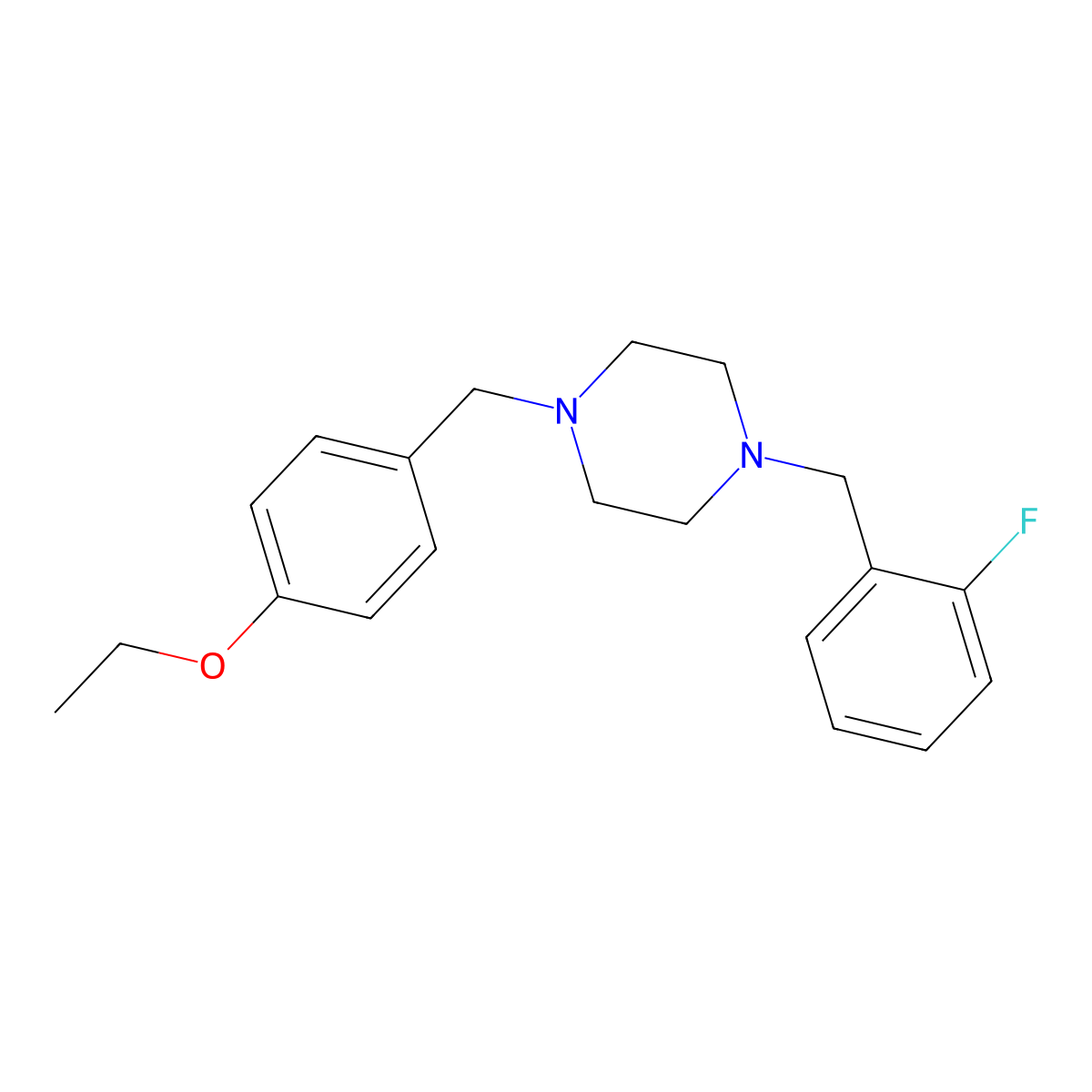 1-[(4-Ethoxyphenyl)methyl]-4-[(2-fluorophenyl)methyl]piperazine molecular structure, CAS 441780-40-1