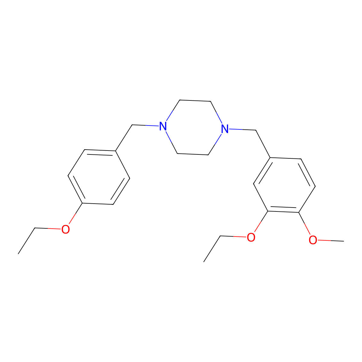 1-[(3-Ethoxy-4-methoxyphenyl)methyl]-4-[(4-ethoxyphenyl)methyl]piperazine molecular structure, CAS 441780-41-2