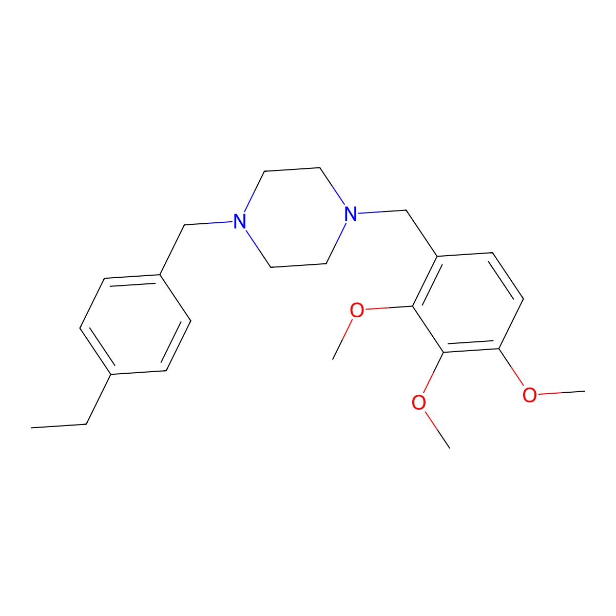 1-[(4-Ethylphenyl)methyl]-4-[(2,3,4-trimethoxyphenyl)methyl]piperazine molecular structure, CAS 441780-45-6
