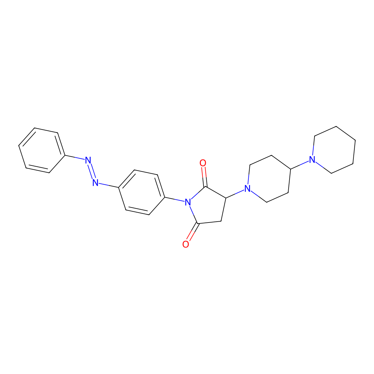 2,5-Pyrrolidinedione, 3-[1,4'-bipiperidin]-1'-yl-1-[4-(2-phenyldiazenyl)phenyl]- molecular structure, CAS 441782-77-0