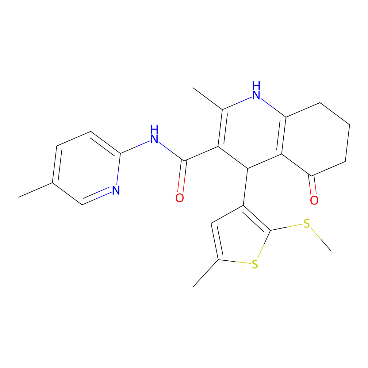 2-Methyl-4-[5-methyl-2-(methylsulfanyl)-3-thienyl]-N-(5-methyl-2-pyridinyl)-5-oxo-1,4,5,6,7,8-hexahydro-3-quinolinecarboxamide molecular structure, CAS 441783-90-0