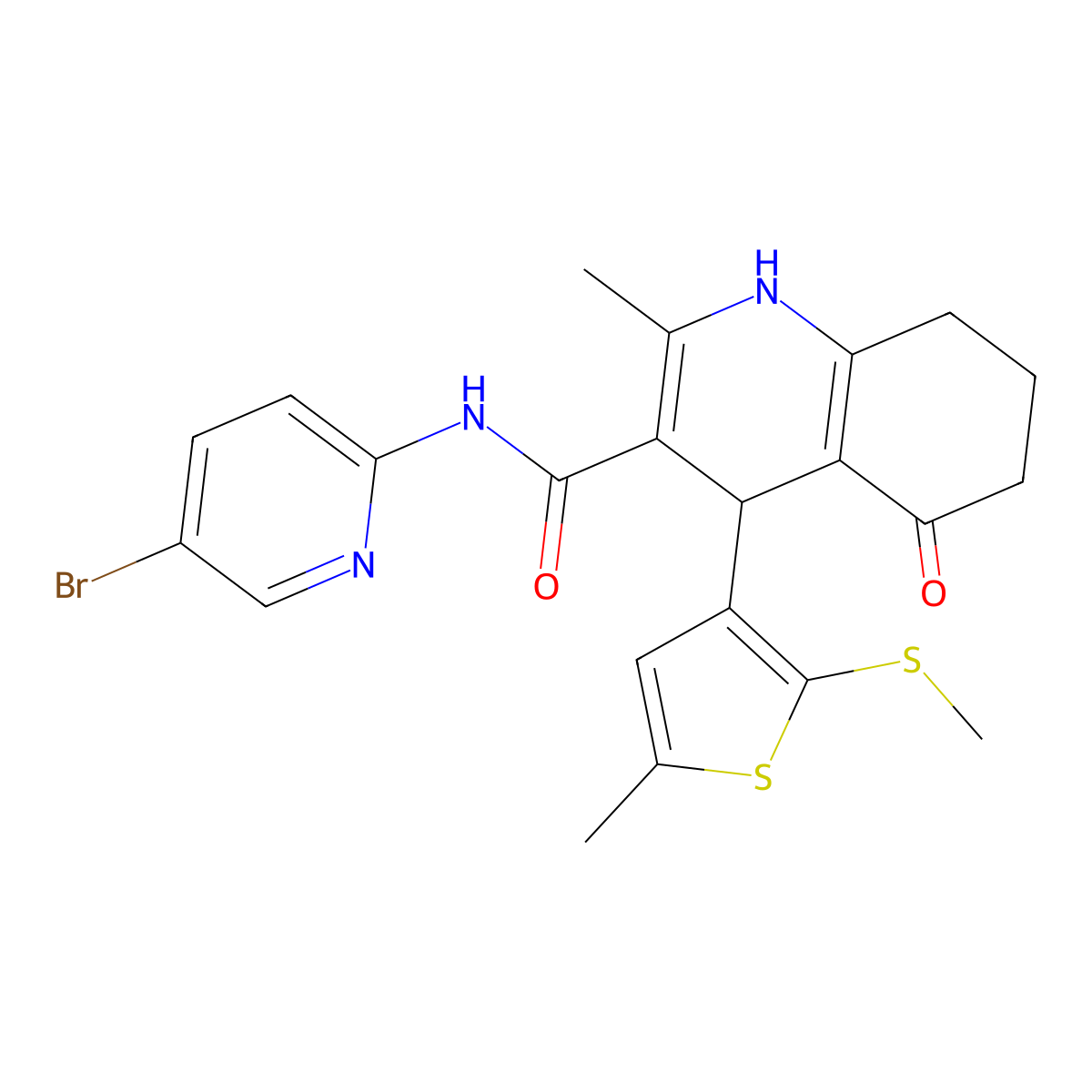 N-(5-Bromo-2-pyridinyl)-2-methyl-4-[5-methyl-2-(methylsulfanyl)-3-thienyl]-5-oxo-1,4,5,6,7,8-hexahydro-3-quinolinecarboxamide molecular structure, CAS 441783-92-2