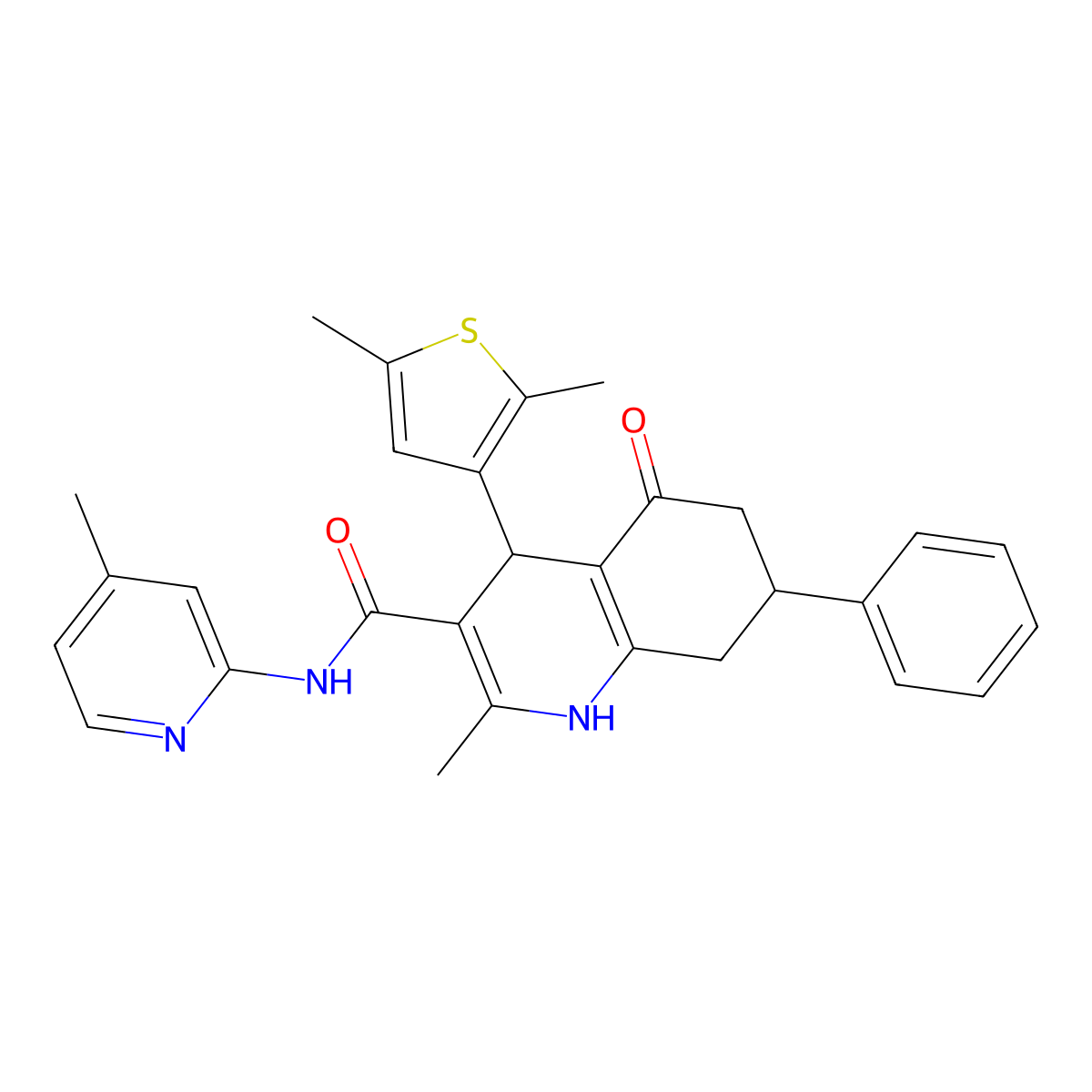 4-(2,5-Dimethyl-3-thienyl)-2-methyl-N-(4-methyl-2-pyridinyl)-5-oxo-7-phenyl-1,4,5,6,7,8-hexahydro-3-quinolinecarboxamide molecular structure, CAS 441783-98-8