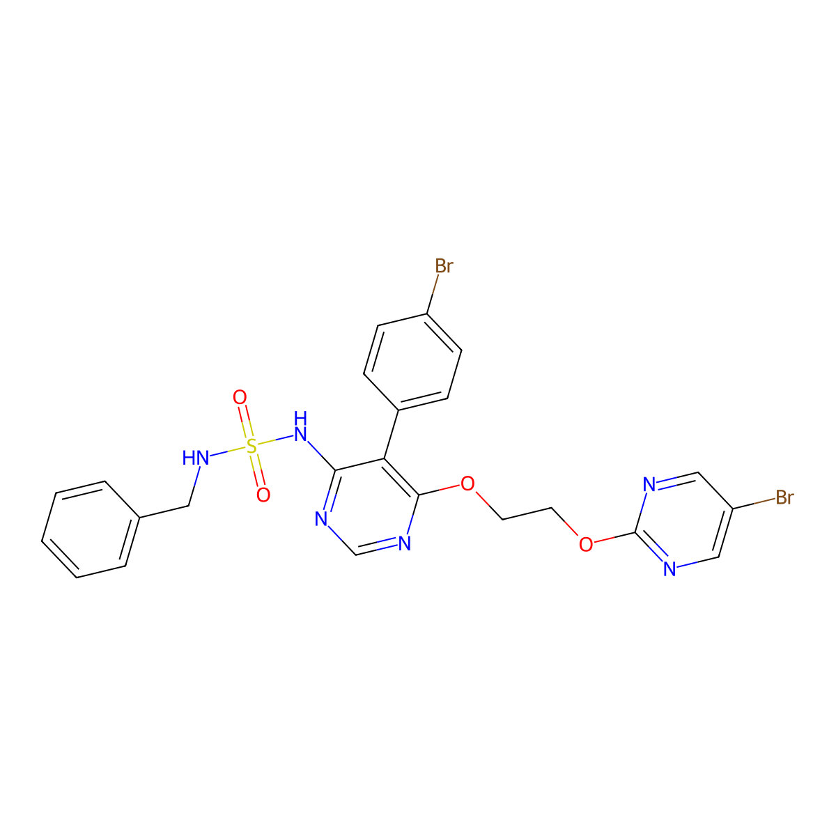 N-[5-(4-Bromophenyl)-6-[2-[(5-bromo-2-pyrimidinyl)oxy]ethoxy]-4-pyrimidinyl]-N'-(phenylmethyl)sulfamide molecular structure, CAS 441796-09-4