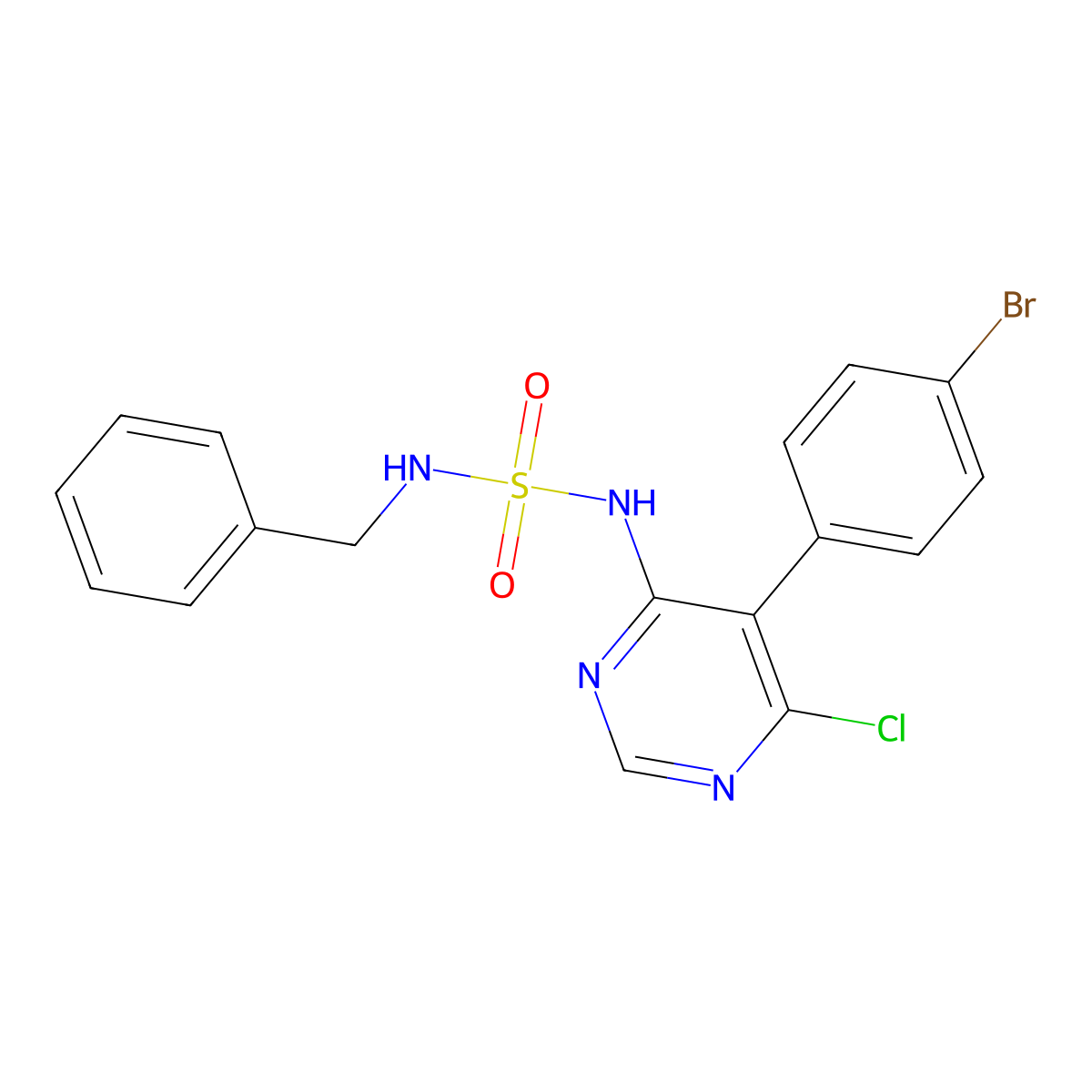 N-[5-(4-Bromophenyl)-6-chloro-4-pyrimidinyl]-N'-(phenylmethyl)sulfamide molecular structure, CAS 441797-42-8