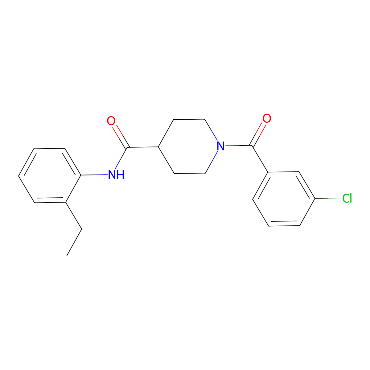 1-(3-chlorobenzoyl)-N-(2-ethylphenyl)piperidine-4-carboxamide molecular structure, CAS 4418-12-6