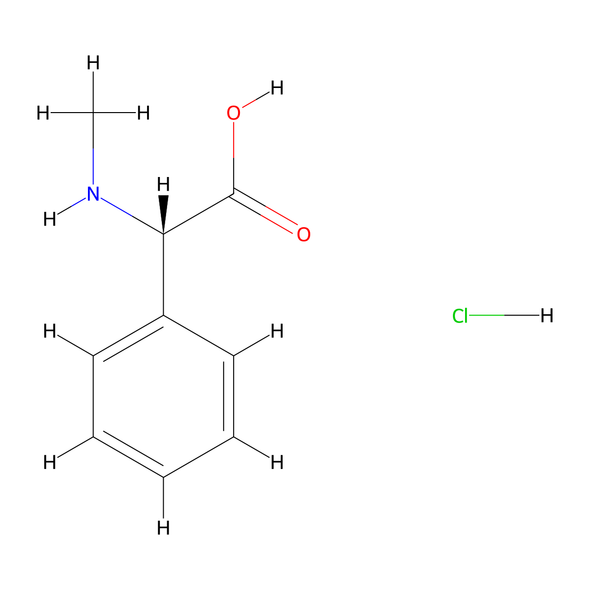 (S)-2-(Methylamino)-2-phenylacetic acid hydrochloride molecular structure, CAS 4418-82-0
