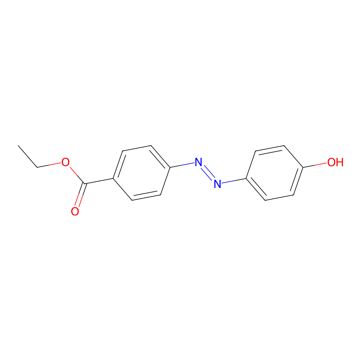 Ethyl 4-((4-hydroxyphenyl)diazenyl)benzoate molecular structure, CAS 4418-89-7