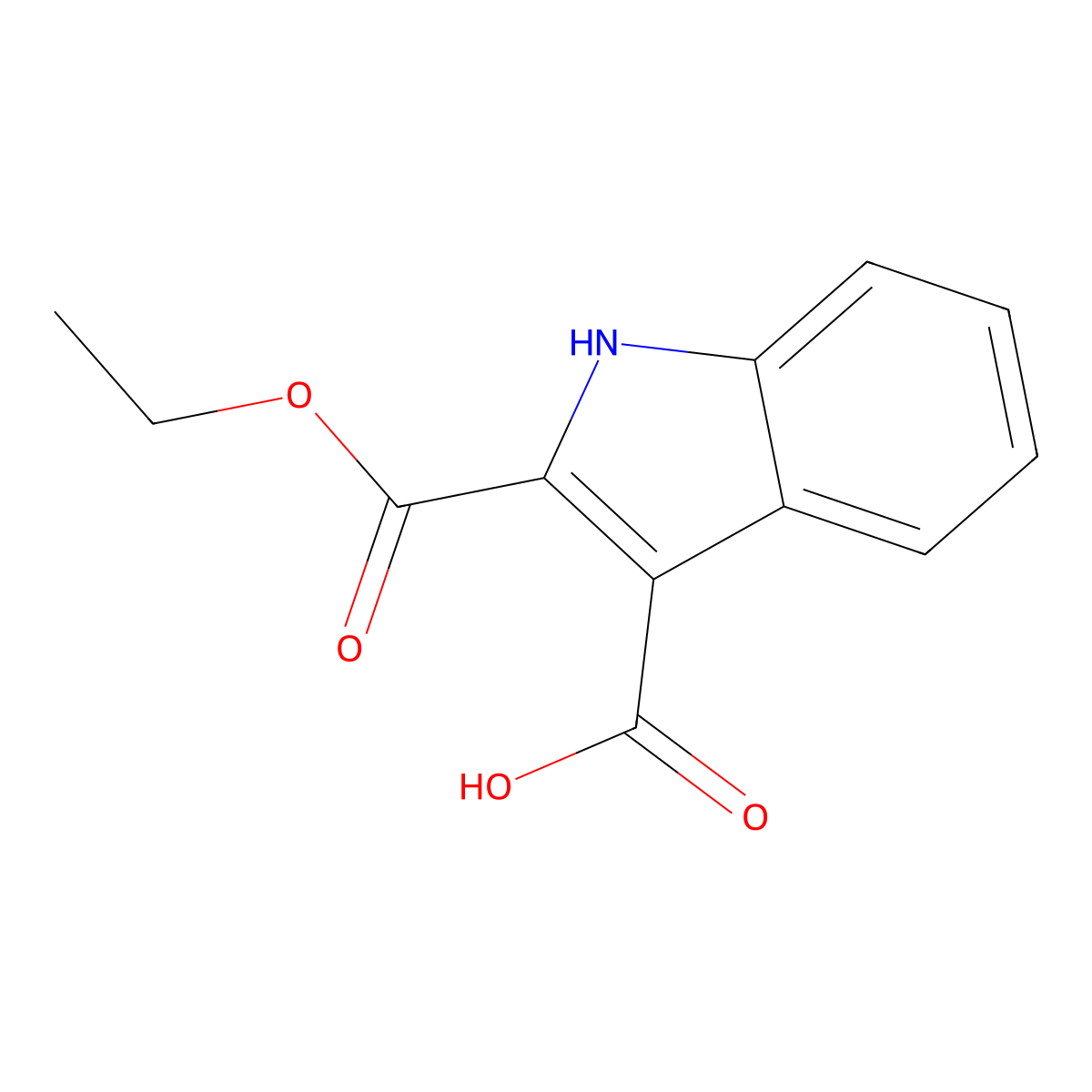 2-(ethoxycarbonyl)-1H-indole-3-carboxylic acid molecular structure, CAS 441800-93-7