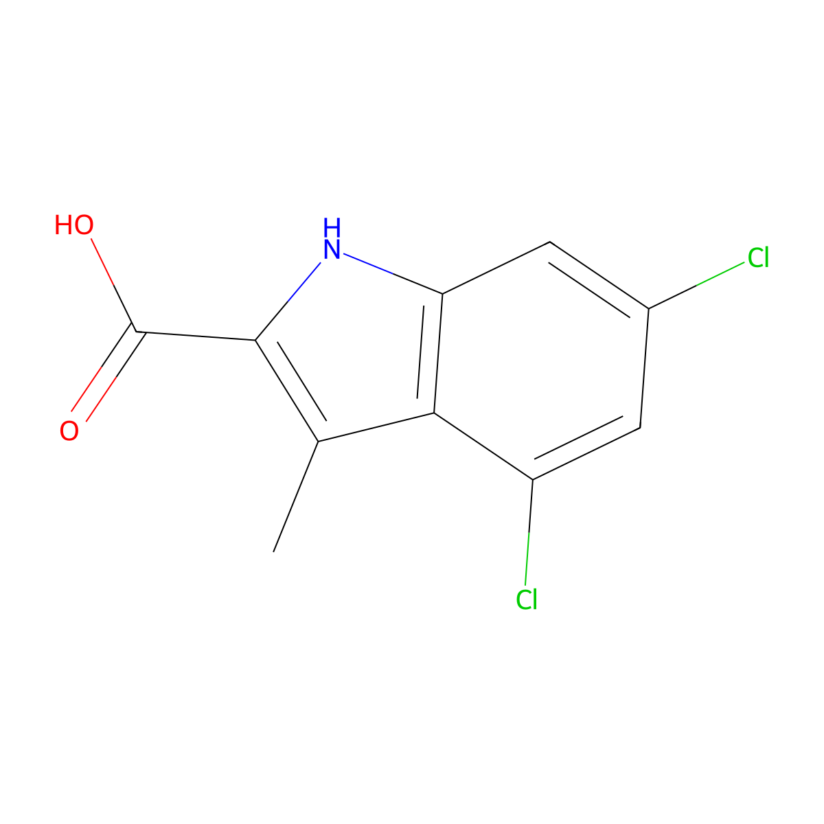4,6-dichloro-3-methyl-1H-indole-2-carboxylic acid molecular structure, CAS 441801-00-9