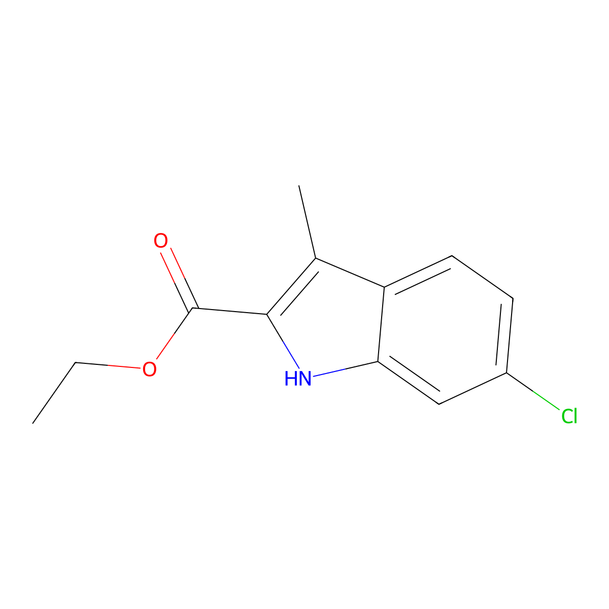 Ethyl 6-chloro-3-methyl-1H-indole-2-carboxylate molecular structure, CAS 441801-02-1
