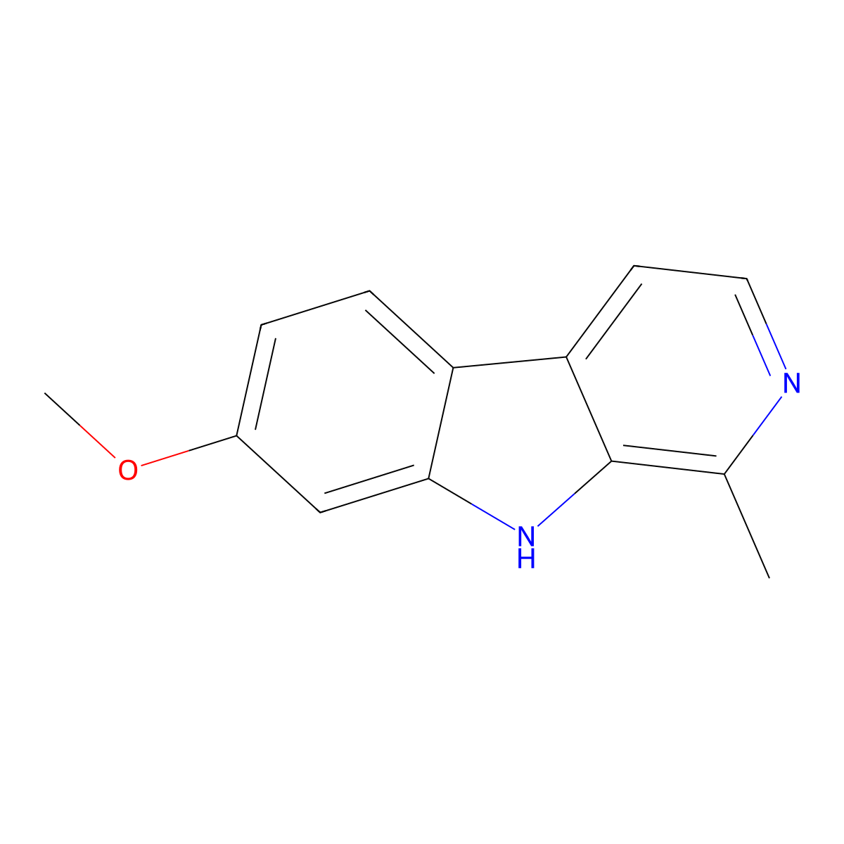 Harmine molecular structure, CAS 442-51-3