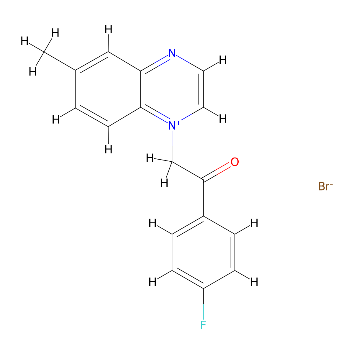 1-[2-(4-Fluorophenyl)-2-oxoethyl]-6-methylquinoxalin-1-ium bromide molecular structure, CAS 442-67-1