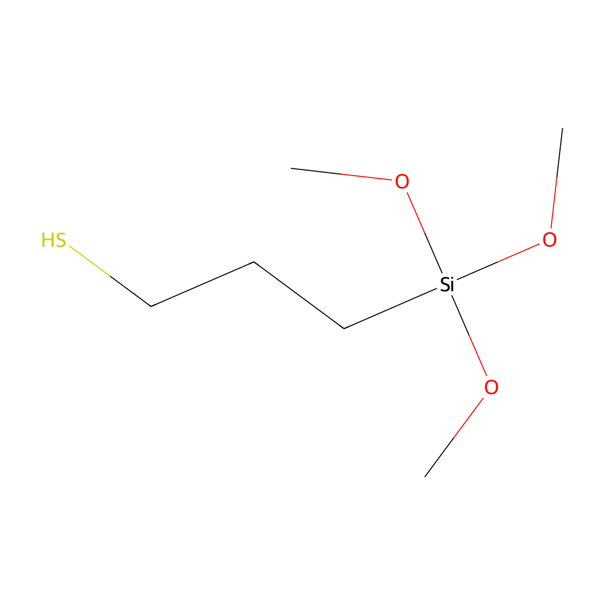 (3-Mercaptopropyl)trimethoxysilane molecular structure, CAS 4420-74-0