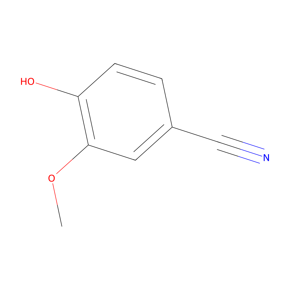 4-Hydroxy-3-methoxybenzonitrile molecular structure, CAS 4421-08-3