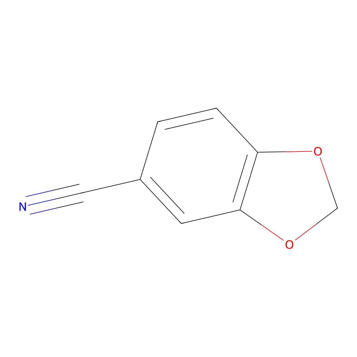Benzo-1,3-dioxole-5-carbonitrile molecular structure, CAS 4421-09-4