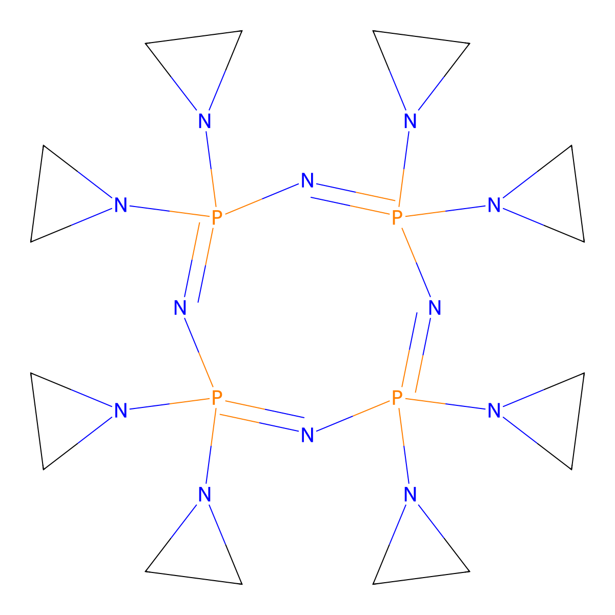 Octaziridinocyclotetraphosphazene molecular structure, CAS 4421-61-8