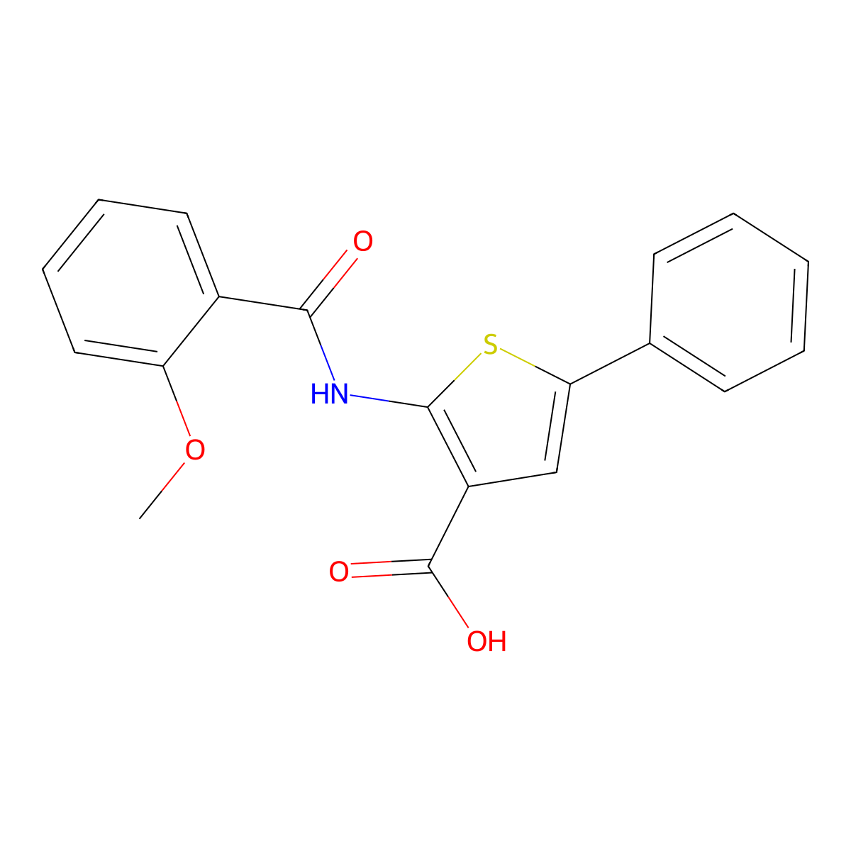 2-(2-Methoxybenzamido)-5-phenylthiophene-3-carboxylic acid molecular structure, CAS 4421-89-0