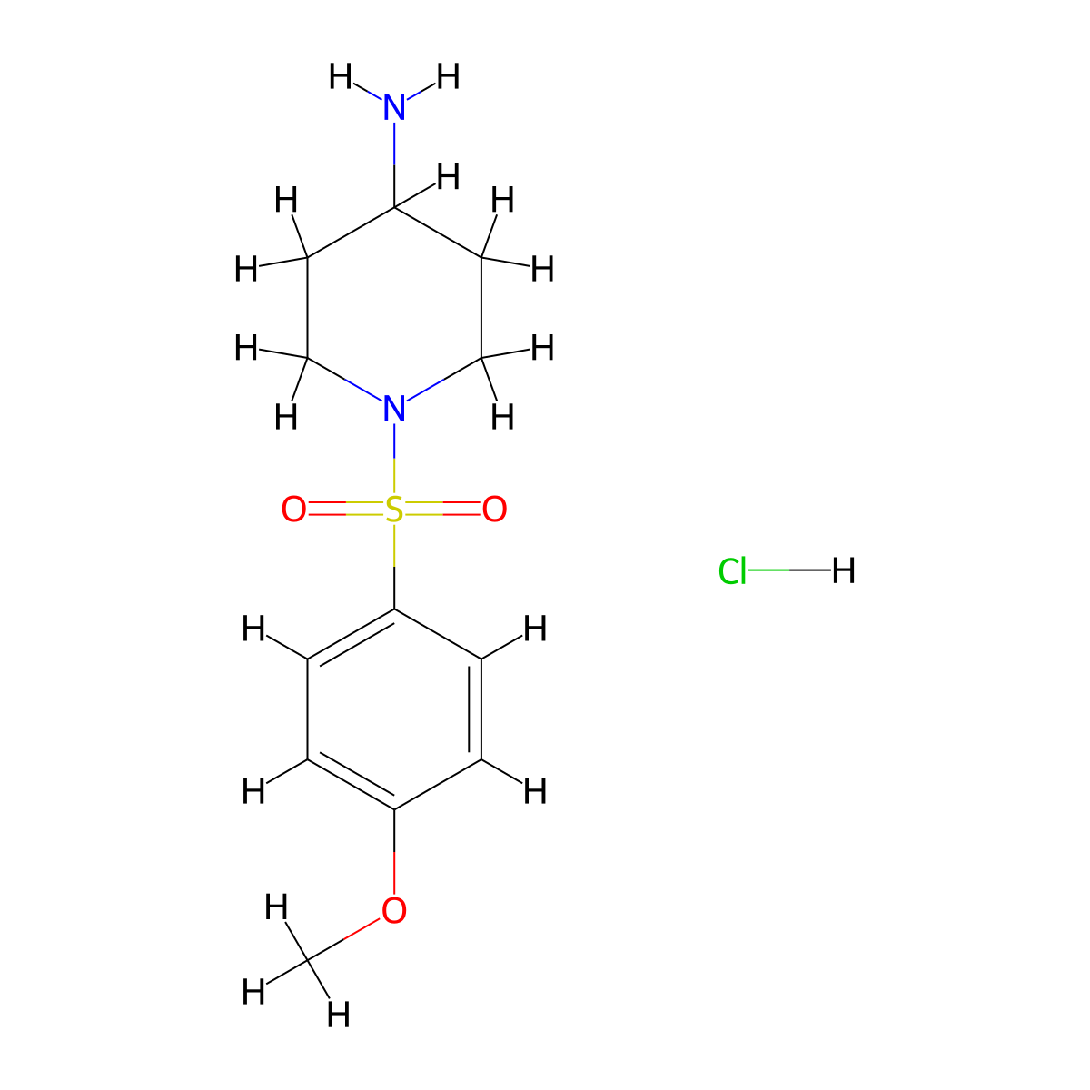 1-(4-Methoxybenzenesulfonyl)piperidin-4-amine hydrochloride molecular structure, CAS 442124-65-4