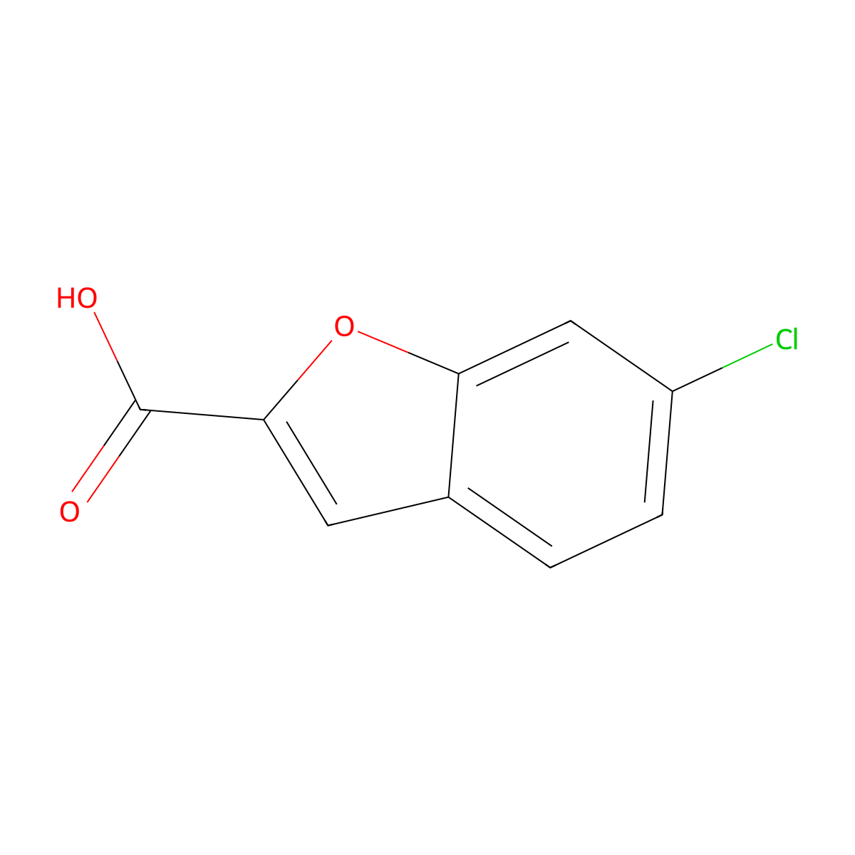 6-Chloro-1-benzofuran-2-carboxylic acid molecular structure, CAS 442125-04-4