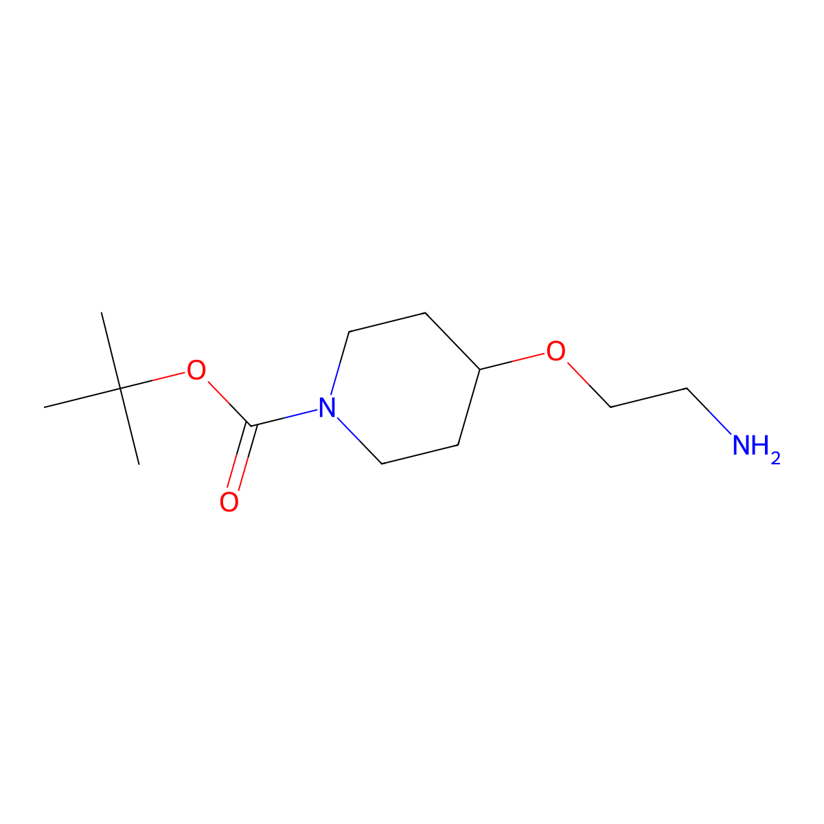 1,1-Dimethylethyl 4-(2-aminoethoxy)-1-piperidinecarboxylate molecular structure, CAS 442126-36-5