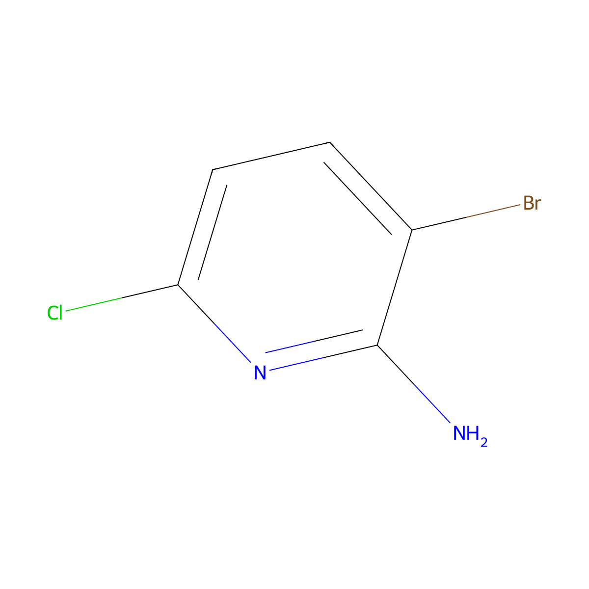 3-Bromo-6-chloropyridin-2-amine molecular structure, CAS 442127-50-6