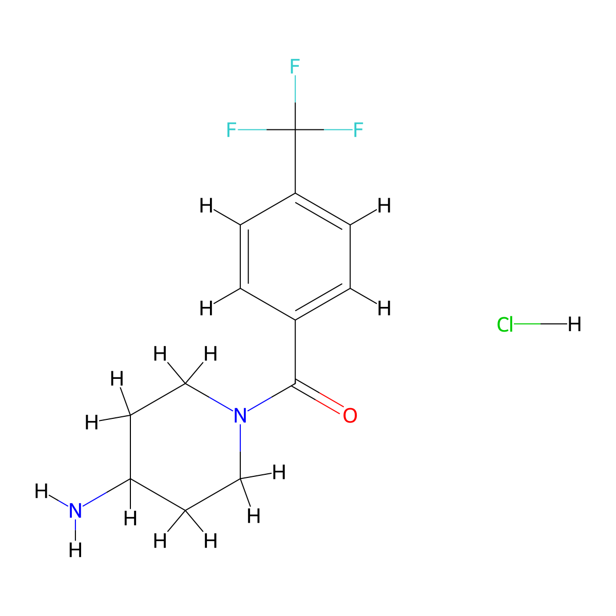 (4-Aminopiperidin-1-yl)[4-(trifluoromethyl)phenyl]methanone hydrochloride molecular structure, CAS 442127-93-7