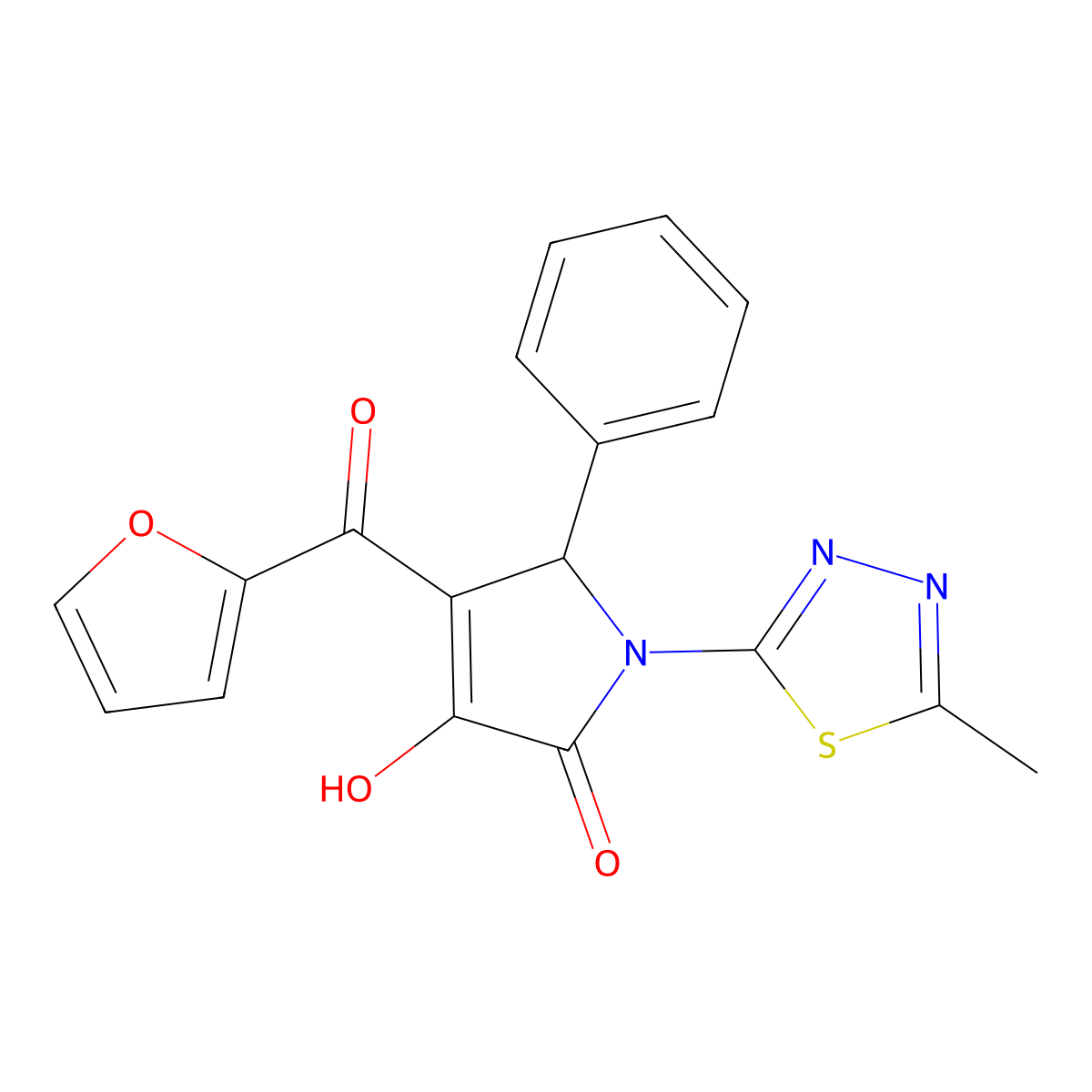 4-(furan-2-carbonyl)-3-hydroxy-1-(5-methyl-1,3,4-thiadiazol-2-yl)-5-phenyl-1H-pyrrol-2(5H)-one molecular structure, CAS 442149-87-3