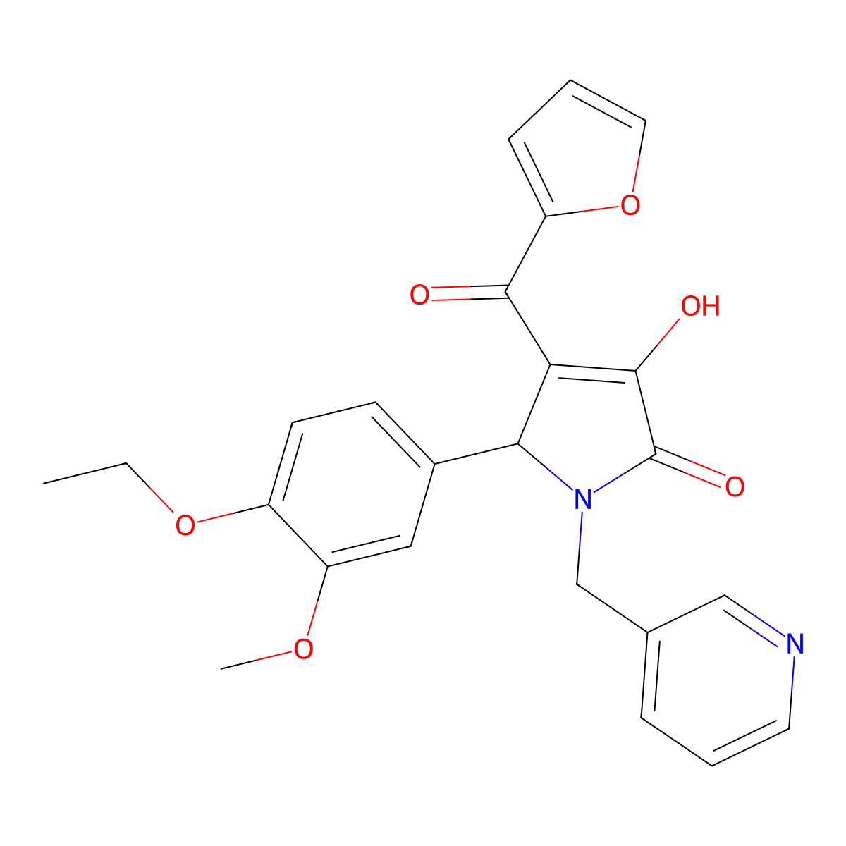 5-(4-Ethoxy-3-methoxy-phenyl)-4-(furan-2-carbonyl)-3-hydroxy-1-pyridin-3-ylmethyl-1,5-dihydro-pyrrol-2-one molecular structure, CAS 442149-93-1