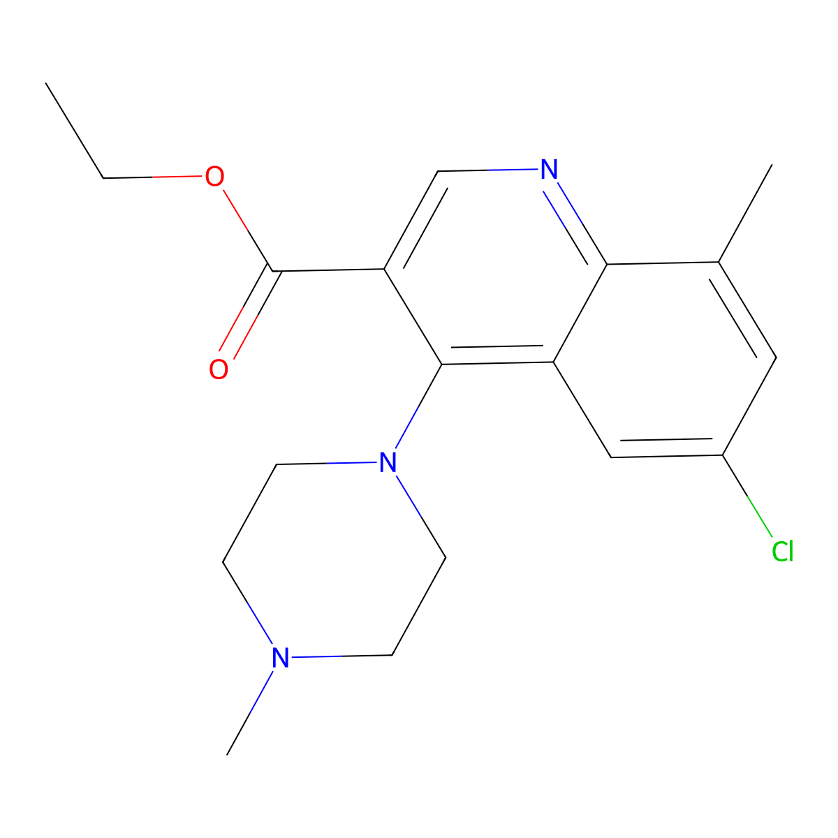 Ethyl 6-chloro-8-methyl-4-(4-methylpiperazin-1-yl)quinoline-3-carboxylate molecular structure, CAS 442150-38-1