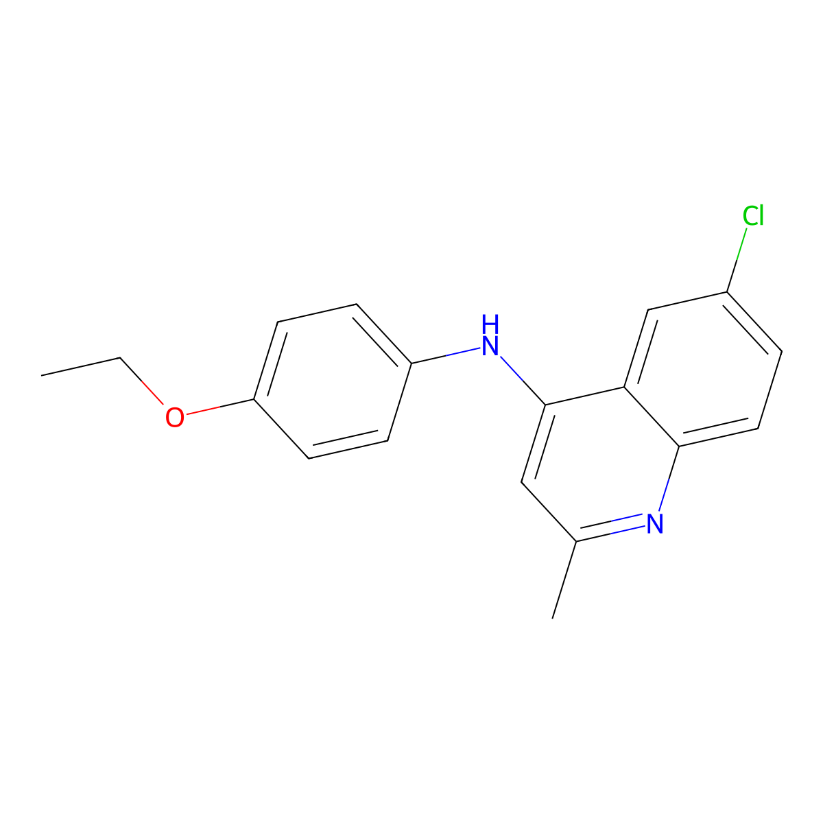 6-chloro-N-(4-ethoxyphenyl)-2-methylquinolin-4-amine molecular structure, CAS 442150-41-6
