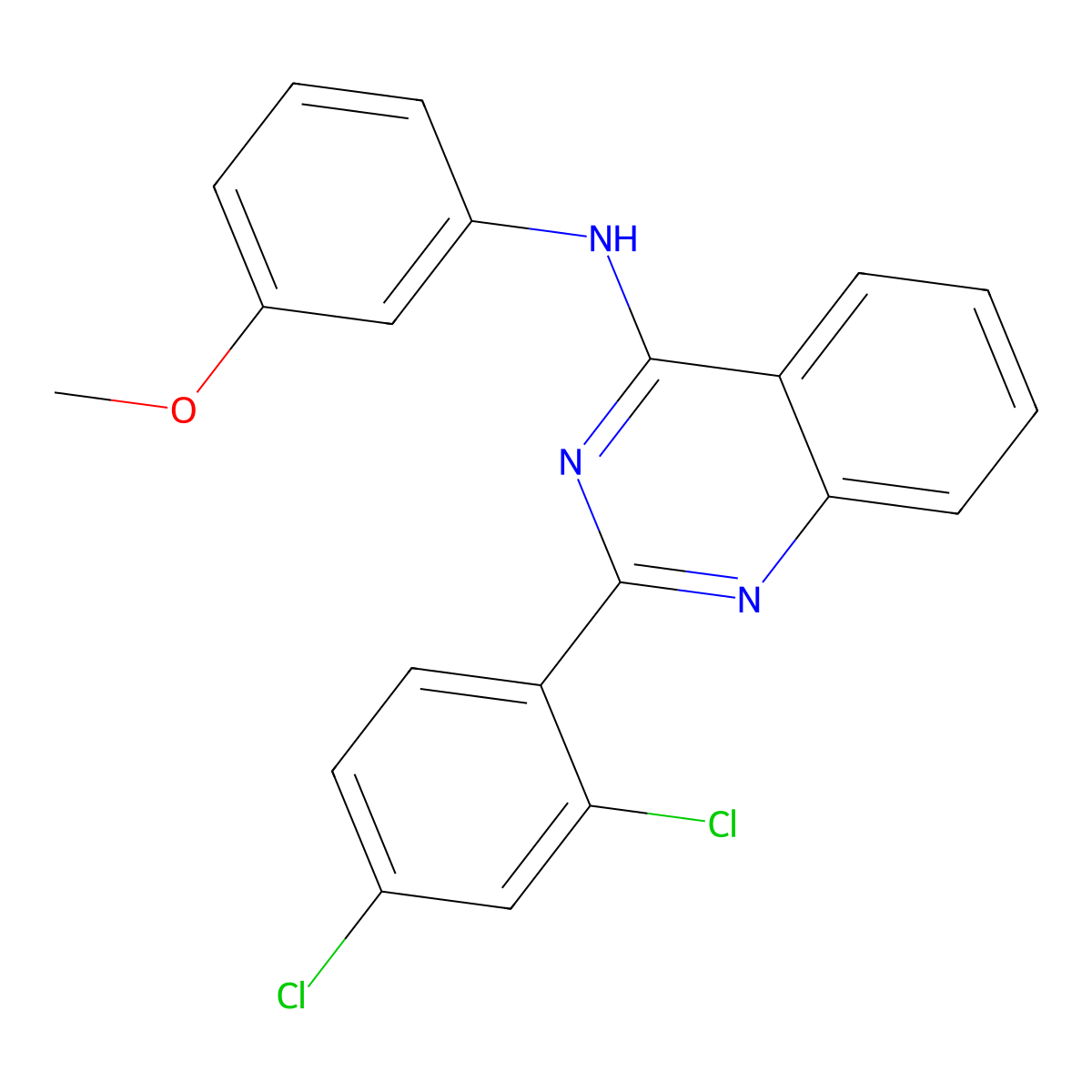 2-(2,4-dichlorophenyl)-N-(3-methoxyphenyl)quinazolin-4-amine molecular structure, CAS 442150-50-7