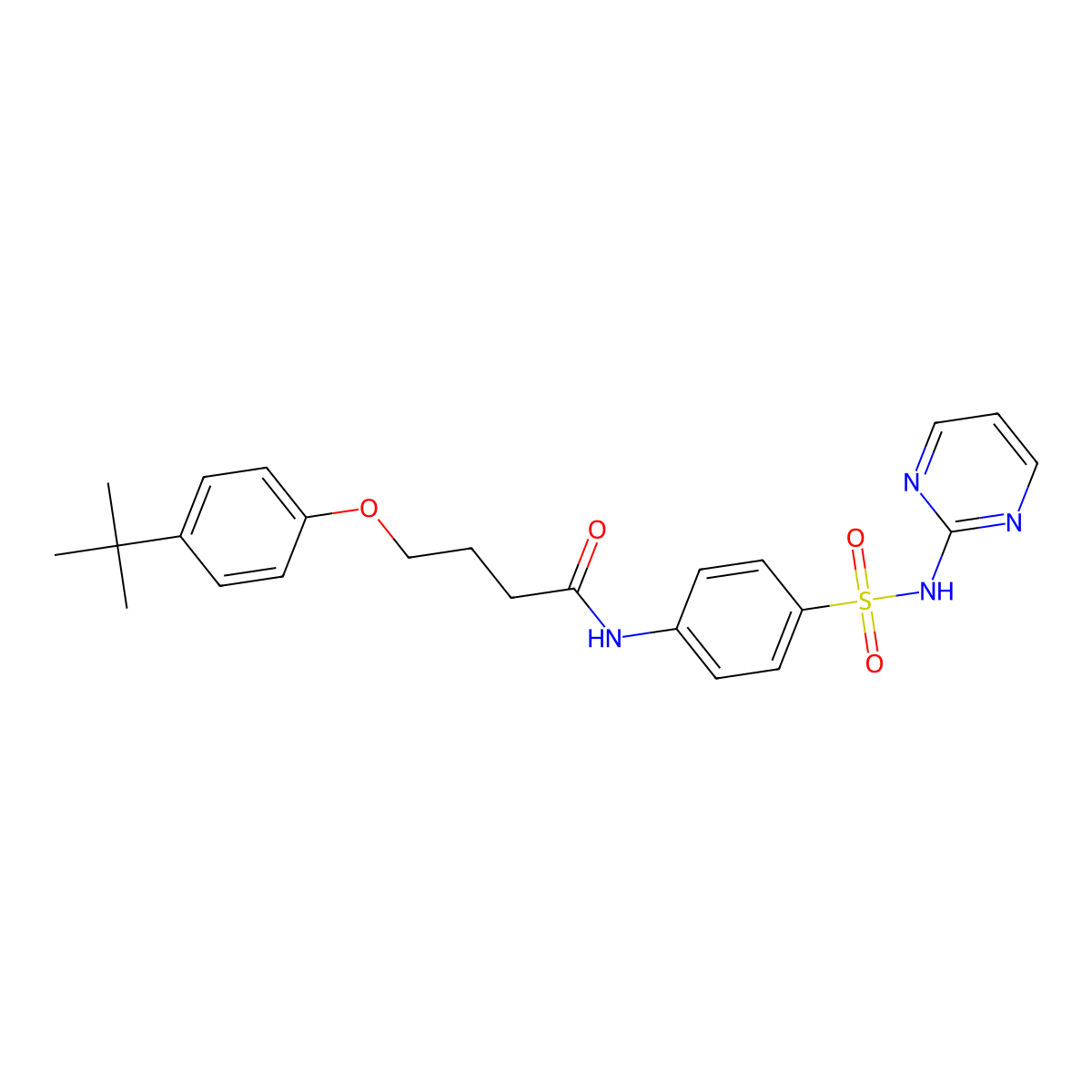 4-(4-tert-butylphenoxy)-N-[4-(pyrimidin-2-ylsulfamoyl)phenyl]butanamide molecular structure, CAS 442150-73-4