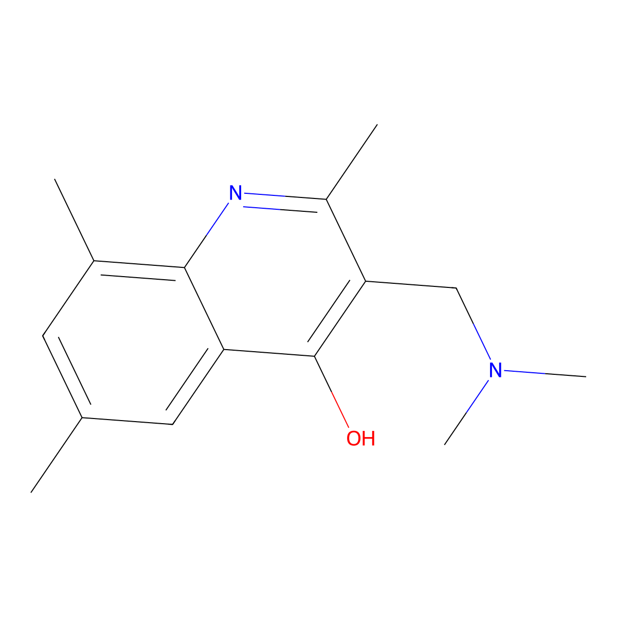 3-Dimethylaminomethyl-2,6,8-trimethyl-quinolin-4-ol molecular structure, CAS 442151-64-6