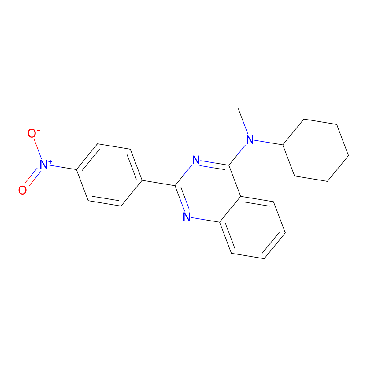 N-cyclohexyl-N-methyl-2-(4-nitrophenyl)quinazolin-4-amine molecular structure, CAS 442151-88-4