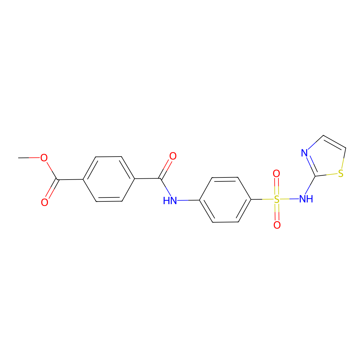 methyl 4-((4-(N-(thiazol-2-yl)sulfamoyl)phenyl)carbamoyl)benzoate molecular structure, CAS 442152-02-5