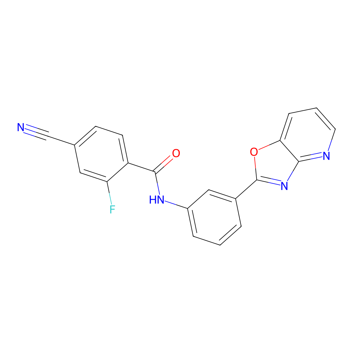 4-cyano-2-fluoro-N-[3-([1,3]oxazolo[4,5-b]pyridin-2-yl)phenyl]benzamide molecular structure, CAS 442152-66-1