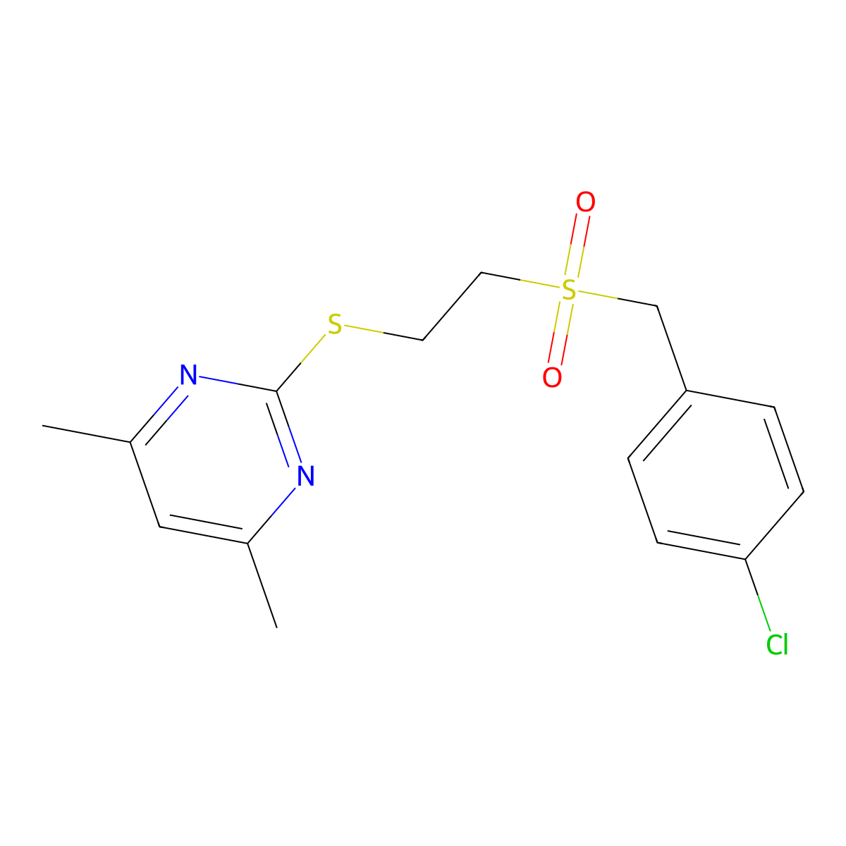 2-({2-[(4-Chlorobenzyl)sulfonyl]ethyl}sulfanyl)-4,6-dimethylpyrimidine molecular structure, CAS 442153-53-9