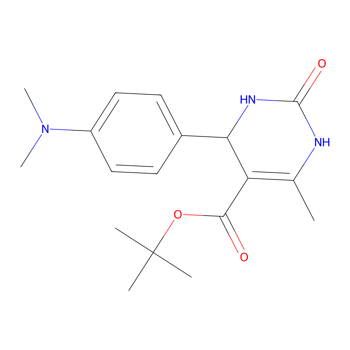 Tert-butyl 4-(4-(dimethylamino)phenyl)-6-methyl-2-oxo-1,2,3,4-tetrahydropyrimidine-5-carboxylate molecular structure, CAS 442153-76-6