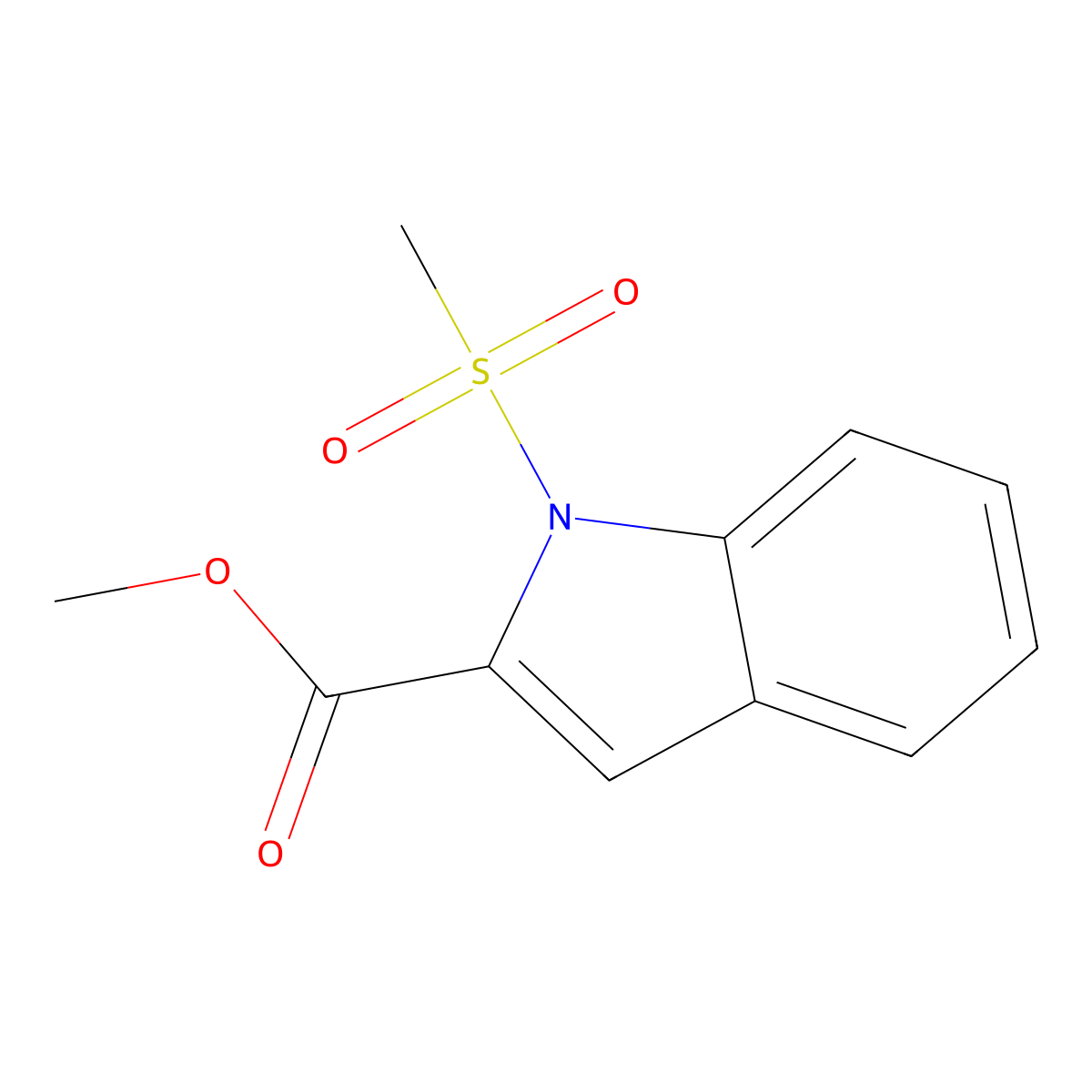 methyl 1-(methylsulfonyl)-1H-indole-2-carboxylate molecular structure, CAS 442155-74-0