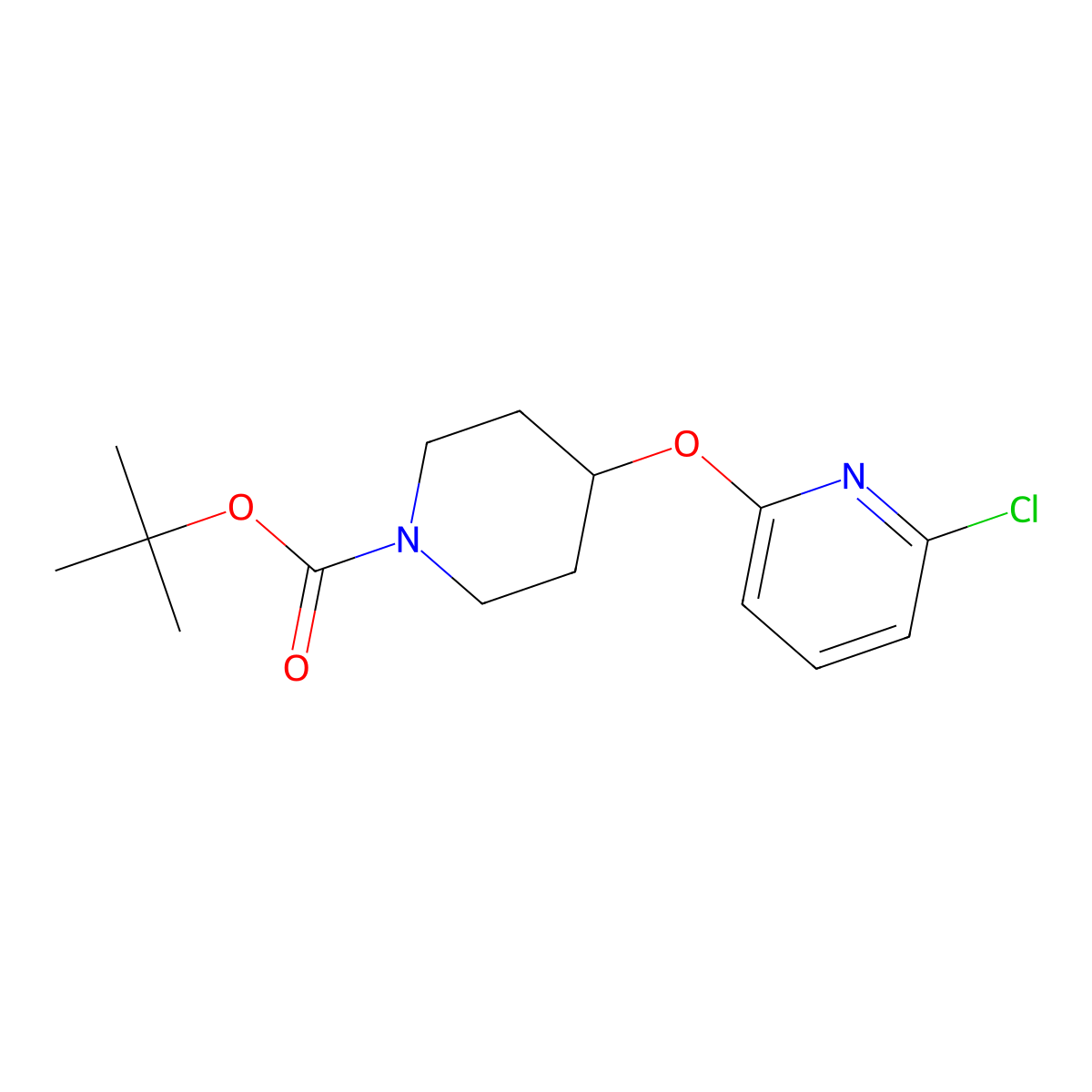 Tert-butyl 4-[(6-chloropyridin-2-yl)oxy]piperidine-1-carboxylate molecular structure, CAS 442199-11-3