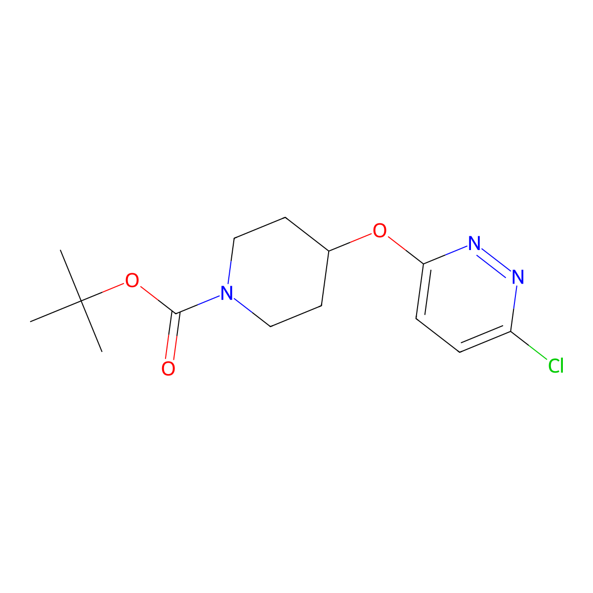 Tert-butyl 4-[(6-chloropyridazin-3-yl)oxy]piperidine-1-carboxylate molecular structure, CAS 442199-16-8