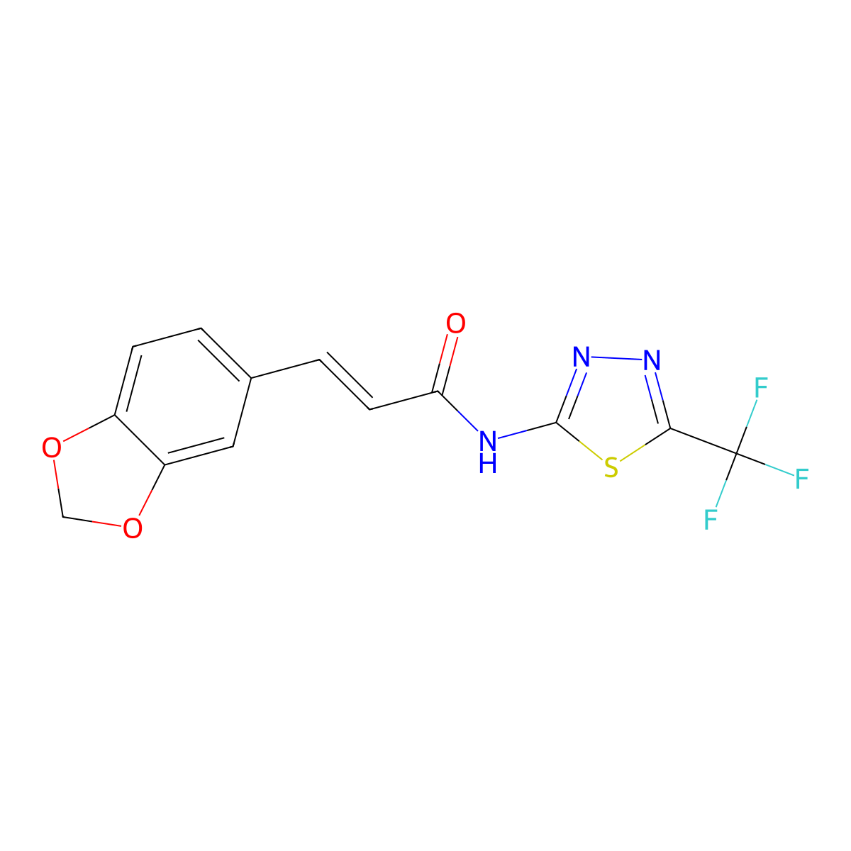 3-(2H-1,3-Benzodioxol-5-yl)-N-[5-(trifluoromethyl)-1,3,4-thiadiazol-2-yl]prop-2-enamide molecular structure, CAS 4422-41-7