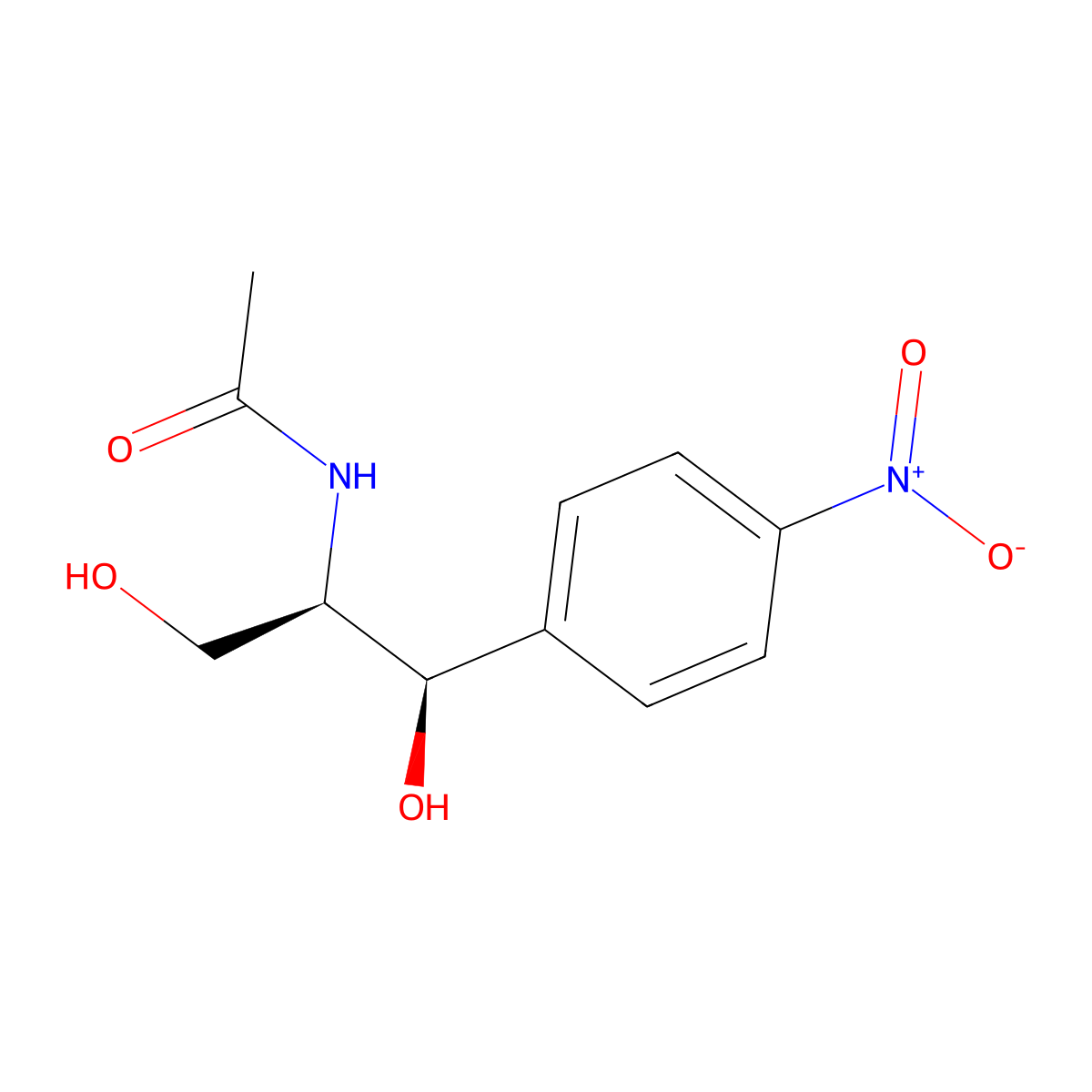 N-[(1R,2R)-1,3-Dihydroxy-1-(4-nitrophenyl)-2-propanyl]acetamide molecular structure, CAS 4423-58-9