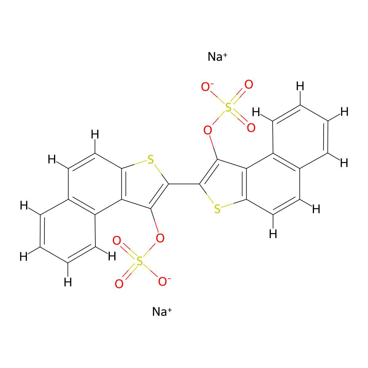 Disodium (2,2'-binaphtho(2,1-b)thiophene)-1,1'-diyl disulphate molecular structure, CAS 4425-36-9