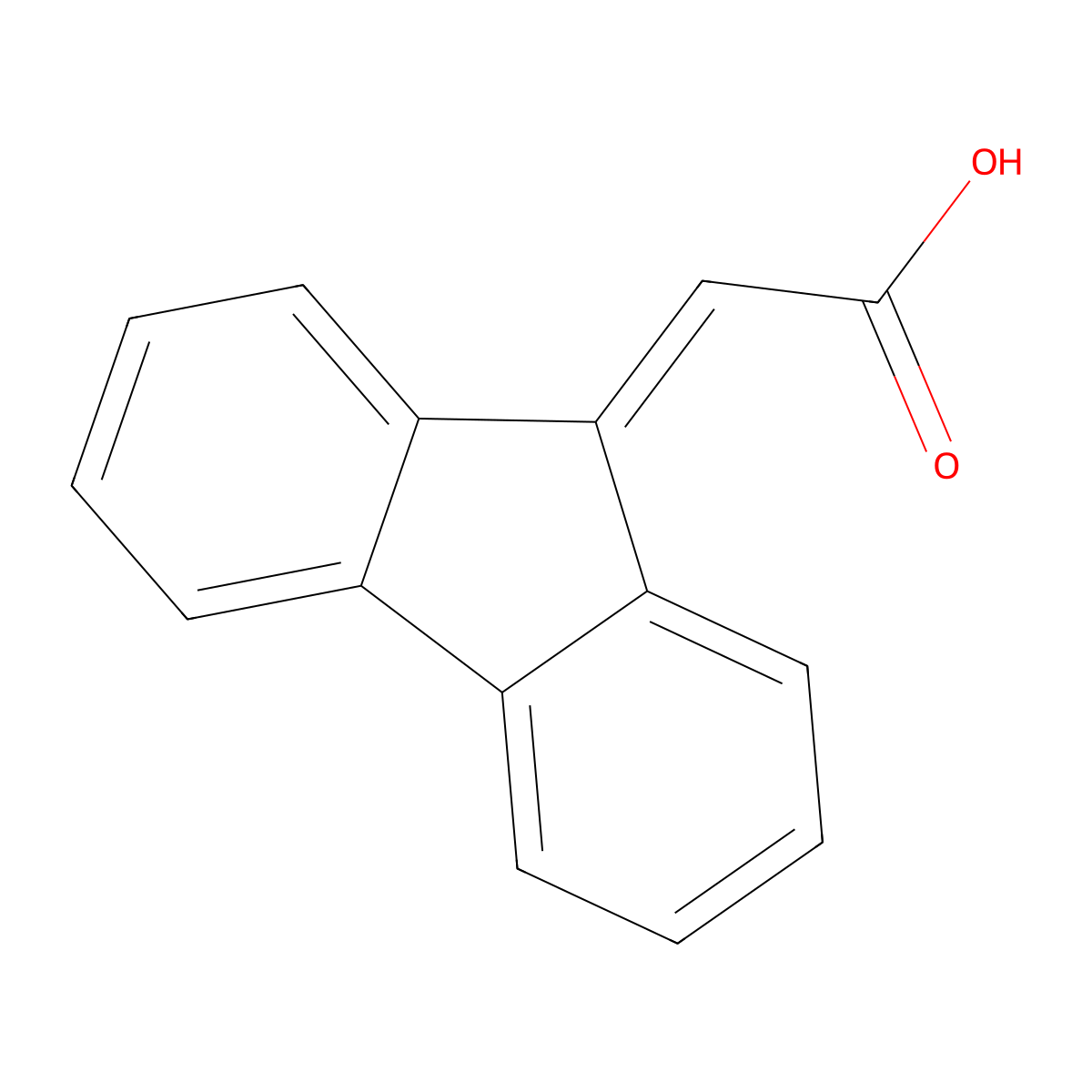 9H-Fluoren-9-ylideneacetic acid molecular structure, CAS 4425-73-4