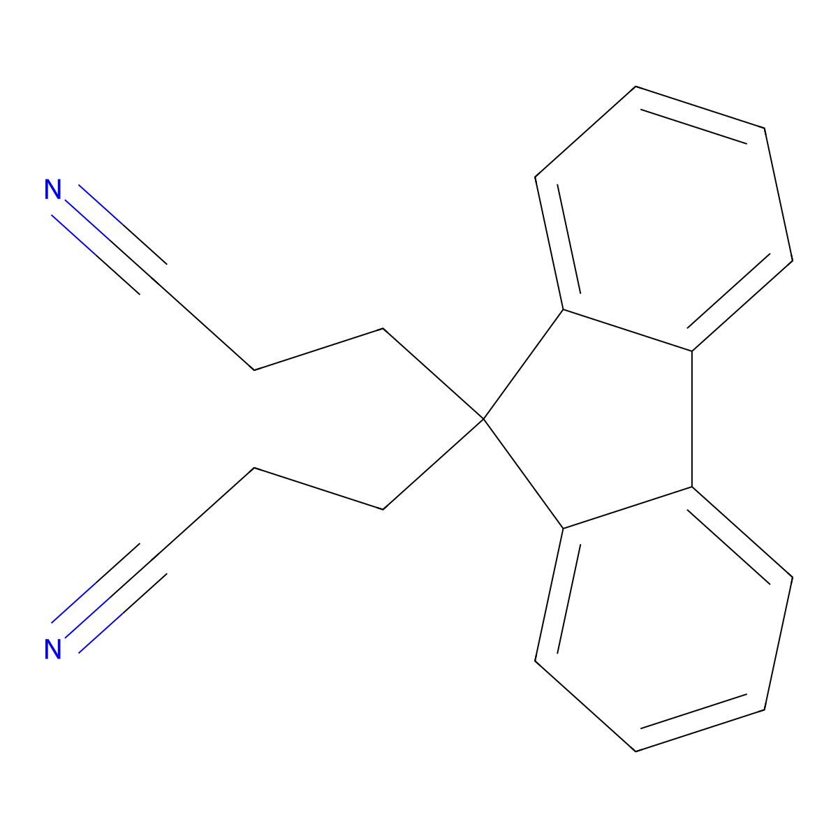 9H-Fluorene-9,9-dipropanenitrile molecular structure, CAS 4425-97-2